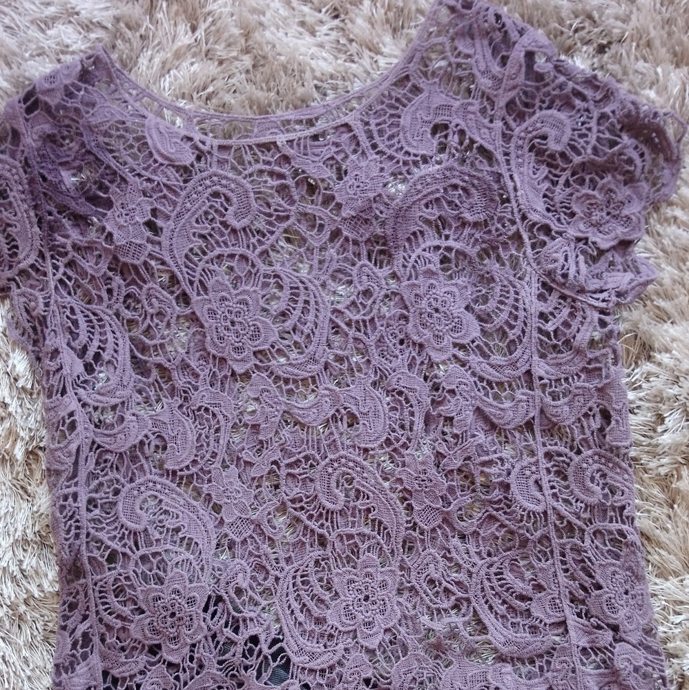 EUC Maurice's Purple Gray Lace Top